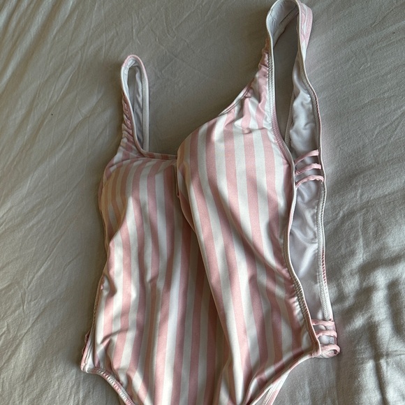 Kenny Flowers Pink and White Striped One Piece Swimsuit - Picture 7 of 12
